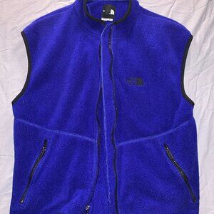 Vintage North Face Fleece Vest Mens Medium Blue Made USA Full Zip Outdoors 90s